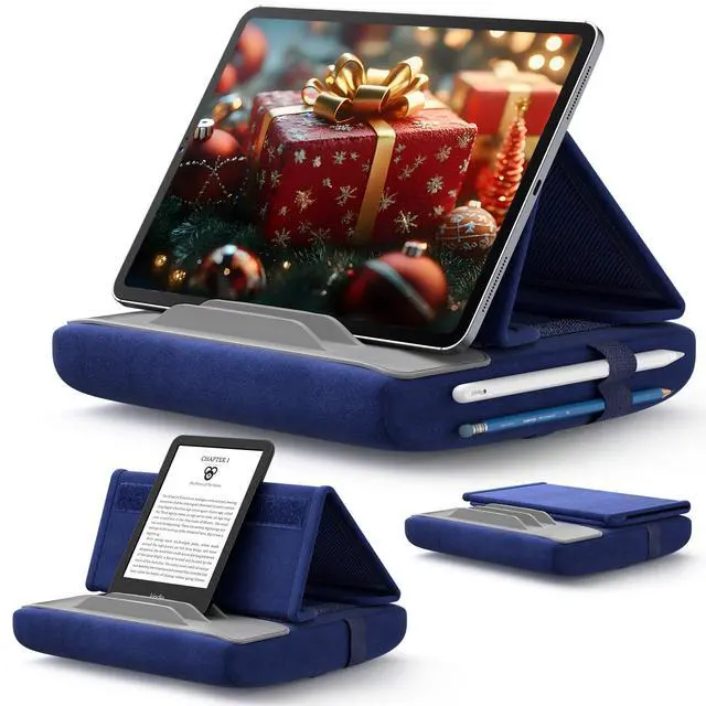 Main image of Tablet Pillow Stand for Bed, Tablet Holder for iPad, 4-11", Navy Blue