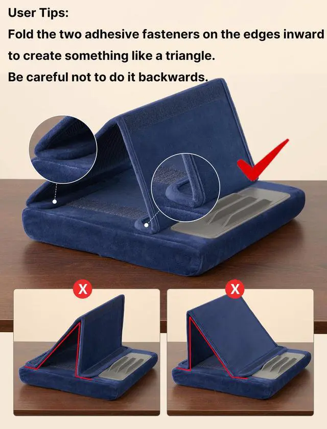 Alt view image 4 of 7 - Tablet Pillow Stand for Bed, Tablet Holder for iPad, 4-11", Navy Blue