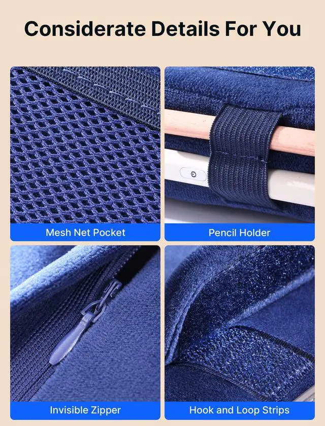 Alt view image 6 of 7 - Tablet Pillow Stand for Bed, Tablet Holder for iPad, 4-11", Navy Blue