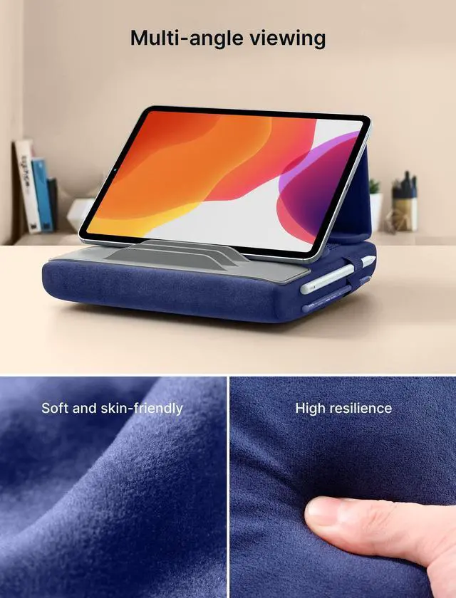 Alt view image 7 of 7 - Tablet Pillow Stand for Bed, Tablet Holder for iPad, 4-11", Navy Blue