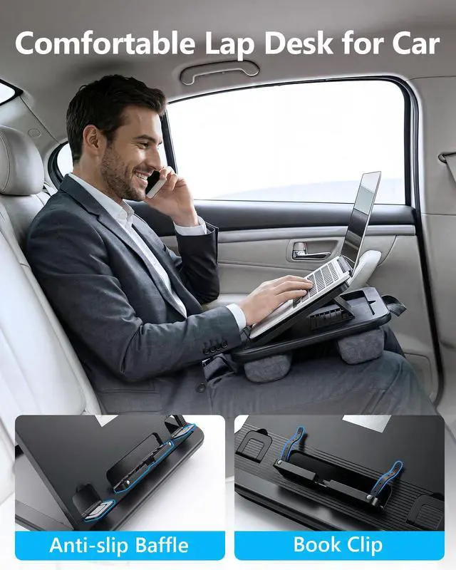 Alt view image 3 of 7 - Adjustable Lap Desk with Cushion - 8 Angles Ergonomic Adjustment