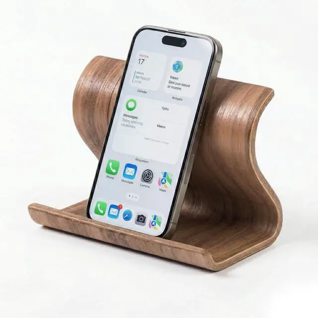 Alt view image 4 of 5 - Bamboo Cell Phone Stand, Wooden Tablet Holder for Desk
