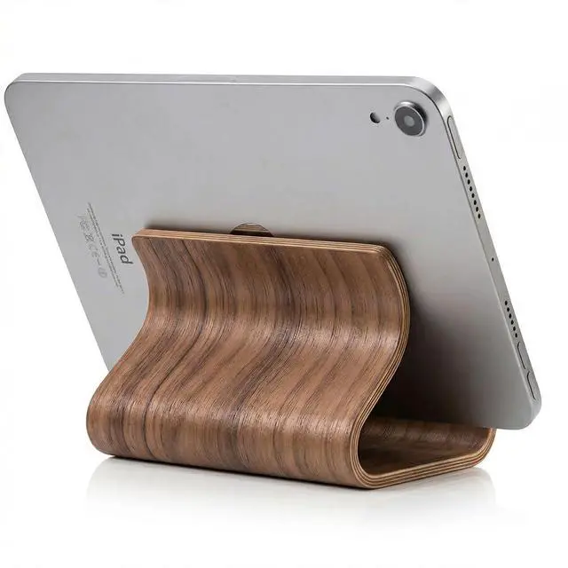 Alt view image 5 of 5 - Bamboo Cell Phone Stand, Wooden Tablet Holder for Desk