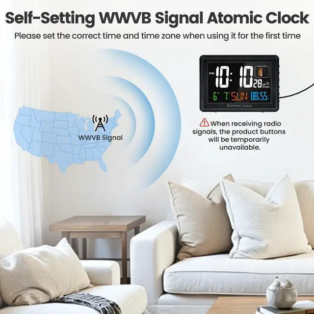 Alt view image 7 of 7 - Digital Atomic Alarm Clocks for Bedrooms Battery Backup