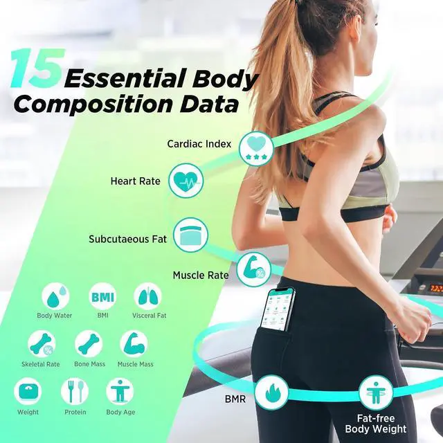 Alt view image 4 of 6 - Smart Scale for Body Weight, High Accuracy Digital Bathroom Scale with Large Display for BMI Muscle Mass Heart Rate, 22 Body Composition Analyzer Sync with Fitness App, 400lb