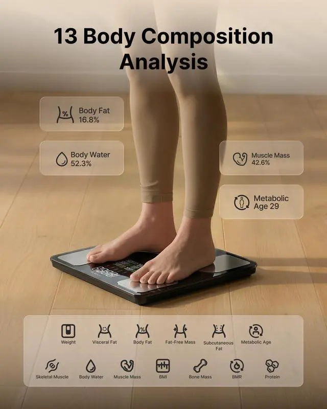 Alt view image 4 of 6 - Smart Scale for Body Weight, Body Fat, Bmi, 7-in-1 Display, 500Ibs