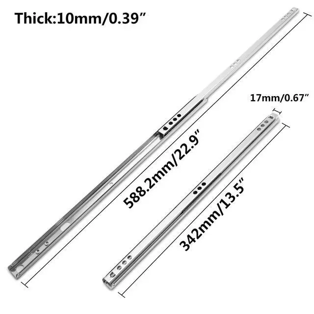 Alt view image 2 of 7 - 13.5 Inch Drawer Slides, 0.7" Wide, Pack of 2
