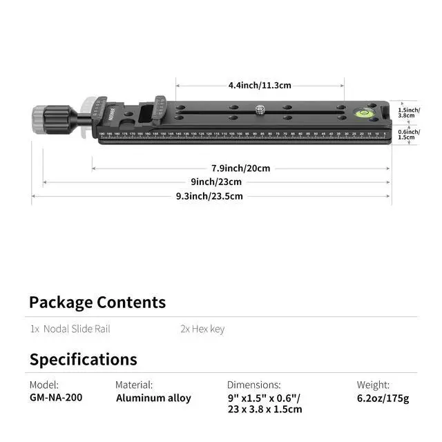Alt view image 2 of 7 - 200mm Professional Rail Nodal Slide Metal Quick Release Camera Clamp