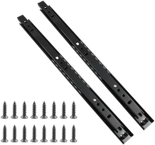 Main image of 1 Pair Drawer Slides 14 Inch, 2 Section Black Drawer Rails Full Extension Ball Bearing Dresser Drawer Slide Glides, Drawer Runners, Side Mounting