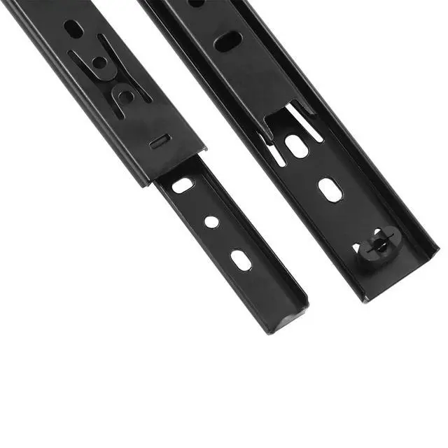 Alt view image 5 of 5 - 1 Pair Drawer Slides 14 Inch, 2 Section Black Drawer Rails Full Extension Ball Bearing Dresser Drawer Slide Glides, Drawer Runners, Side Mounting