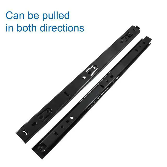 Alt view image 2 of 5 - 1 Pair Drawer Slides 14 Inch, 2 Section Black Drawer Rails Full Extension Ball Bearing Dresser Drawer Slide Glides, Drawer Runners, Side Mounting