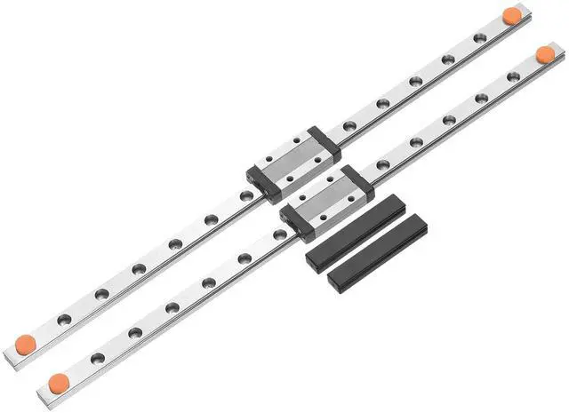Main image of 2pcs MGN9 300mm Linear Guide Rail with 2pcs MGN9H Sliding Carriage Block Bearing Steel and 2pcs Plastic Mini MGN12 Linear Guide for DIY 3D Printers and CNC Machine, Silver