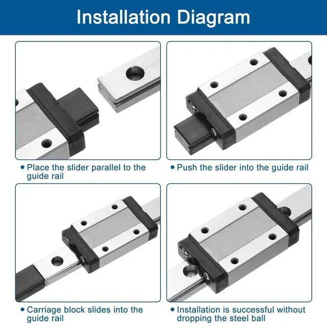 Alt view image 5 of 7 - 2pcs MGN9 300mm Linear Guide Rail with 2pcs MGN9H Sliding Carriage Block Bearing Steel and 2pcs Plastic Mini MGN12 Linear Guide for DIY 3D Printers and CNC Machine, Silver