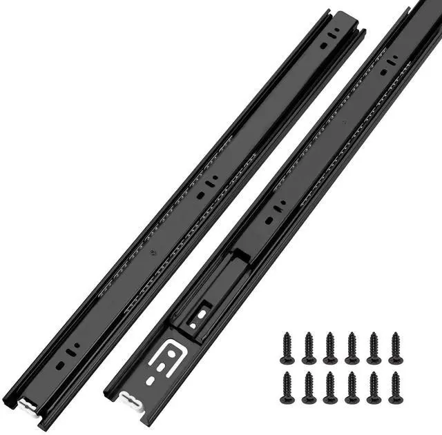 Main image of 1 Pair Black Side Mount Drawer Slides 12 Inch Heavy Duty Rails