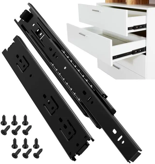 Main image of 10 Inch Side Mount Drawer Slides, Black, Full Extension, 1 Pair