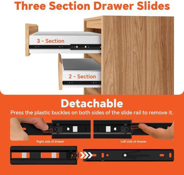 Alt view image 3 of 6 - 10 Inch Side Mount Drawer Slides, Black, Full Extension, 1 Pair