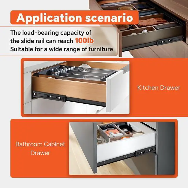 Alt view image 6 of 6 - 10 Inch Side Mount Drawer Slides, Black, Full Extension, 1 Pair