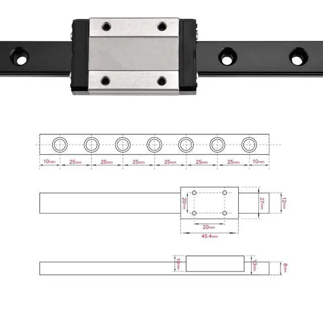 Alt view image 4 of 7 - MGN12H 200mm Linear Rail 7.87'' with MGN12H Steel Carriage Block for DIY 3D Printer and Machines