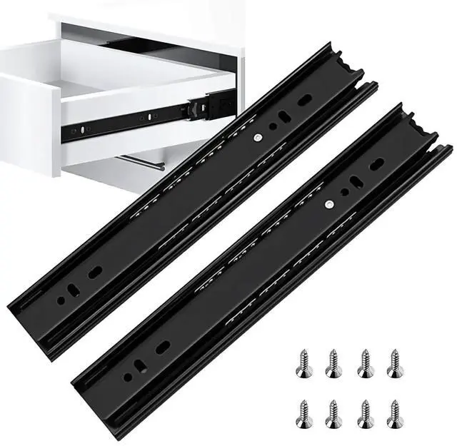 Main image of 8 Inch Drawer Slide, 1 Pair Heavy Duty Full Extension Ball Bearing Drawer Runners, Smooth Side Mount Cabinet Rails for Kitchen, Bathroom, Garage and Tool Cabinets
