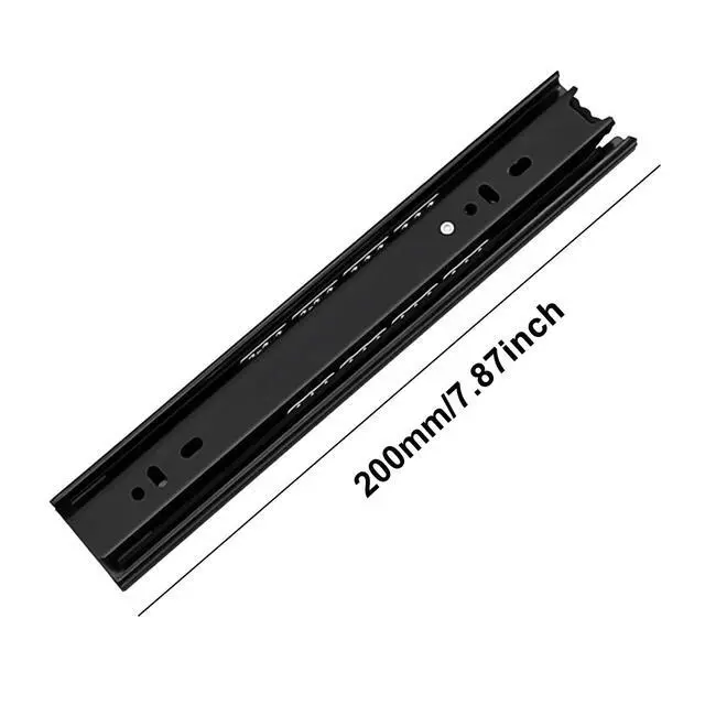 Alt view image 2 of 7 - 8 Inch Drawer Slide, 1 Pair Heavy Duty Full Extension Ball Bearing Drawer Runners, Smooth Side Mount Cabinet Rails for Kitchen, Bathroom, Garage and Tool Cabinets