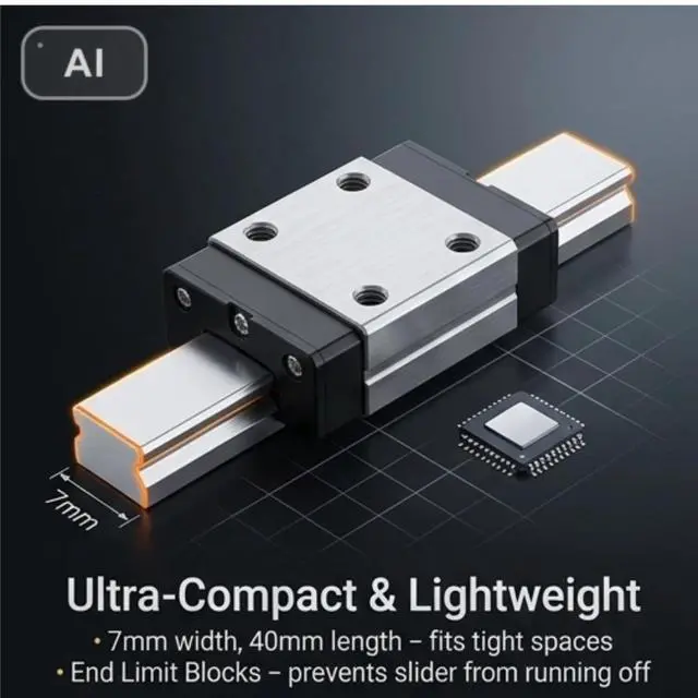 Alt view image 4 of 7 - Miniature Linear Slider LWL7B Metal Linear Motion Slide Rail Devices 7mm Width + Slide Block(40mm)