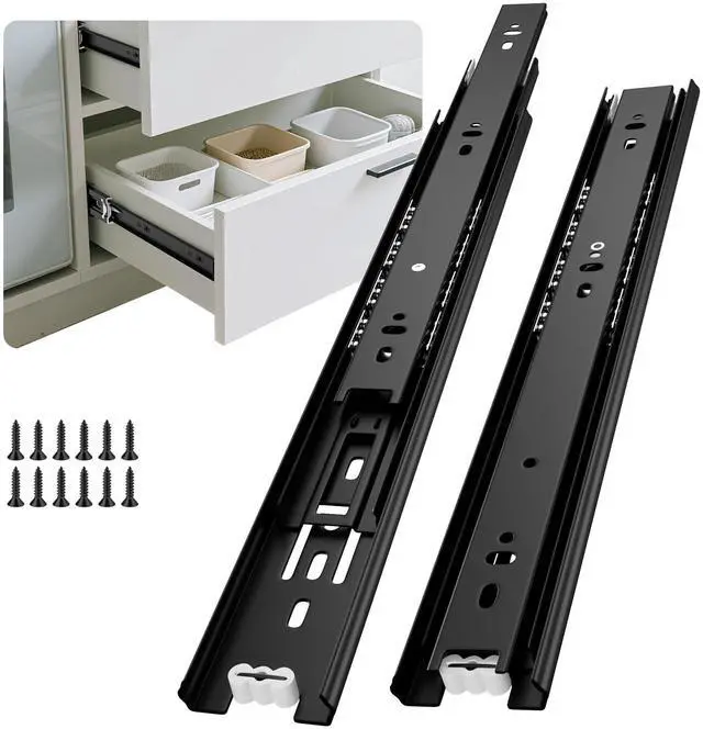 Main image of Black Heavy Duty Drawer Slides 12 Inch 1 Pair Side Mount 100LB