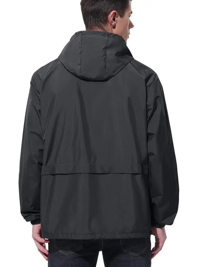 Alt view image 2 of 6 - Mens Rain Jacket Raincoat Waterproof Windbreaker Black L