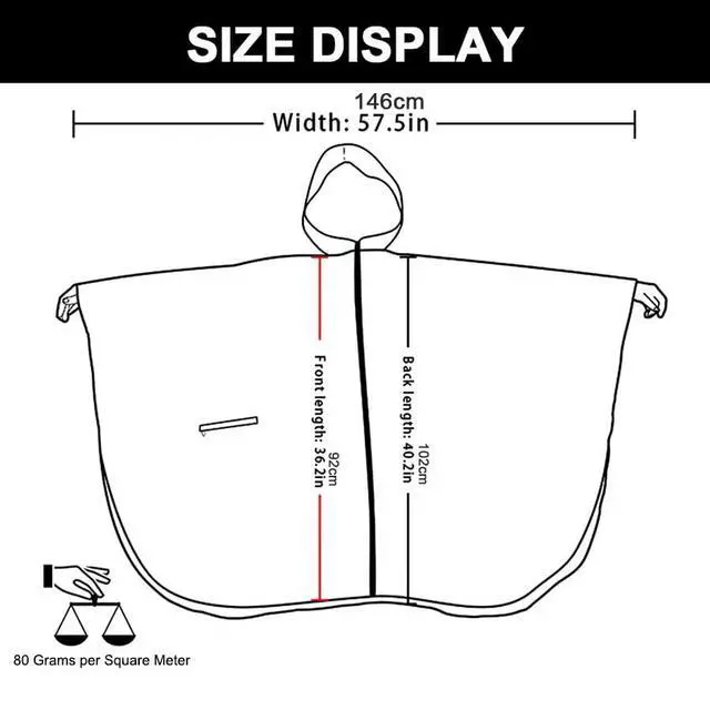 Alt view image 2 of 7 - Fashion Hooded Rain Poncho Waterproof Raincoat Jacket with Pocket for Women/Men/Adult