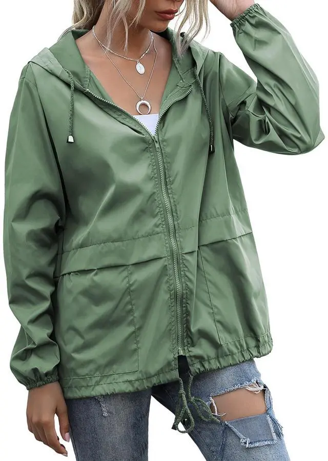 Main image of Womens Waterproof Raincoats Outdoor Windbreaker With Hood Lightweight Rain Jackets Large