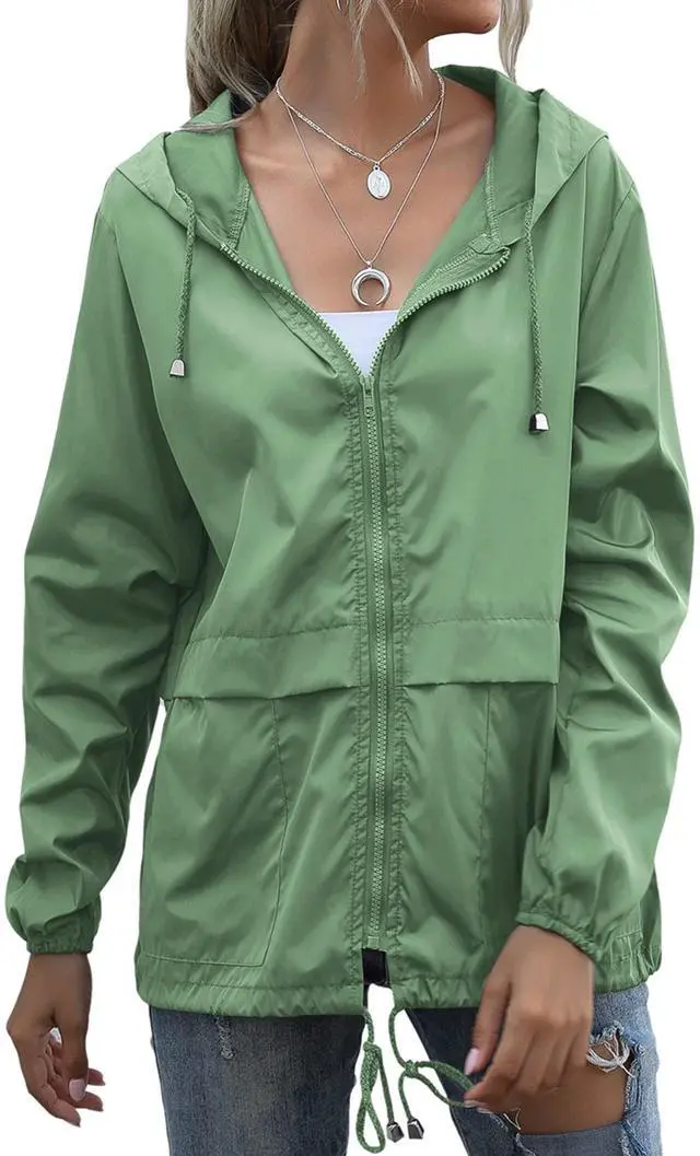 Alt view image 2 of 4 - Womens Waterproof Raincoats Outdoor Windbreaker With Hood Lightweight Rain Jackets Large
