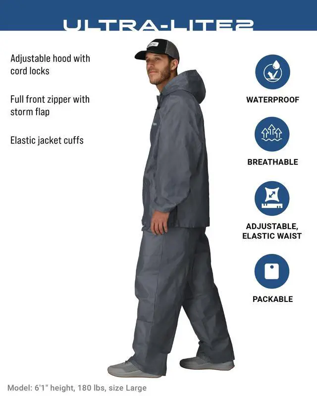 Alt view image 2 of 7 - Men's Ultra-Lite2 Waterproof Breathable Protective Rain Suit