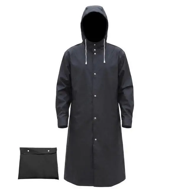 Main image of Men's Reusable EVA Long Raincoat, Windproof Waterproof Trench Coat for Hiking Fishing Dog Walking Outdoor Activities