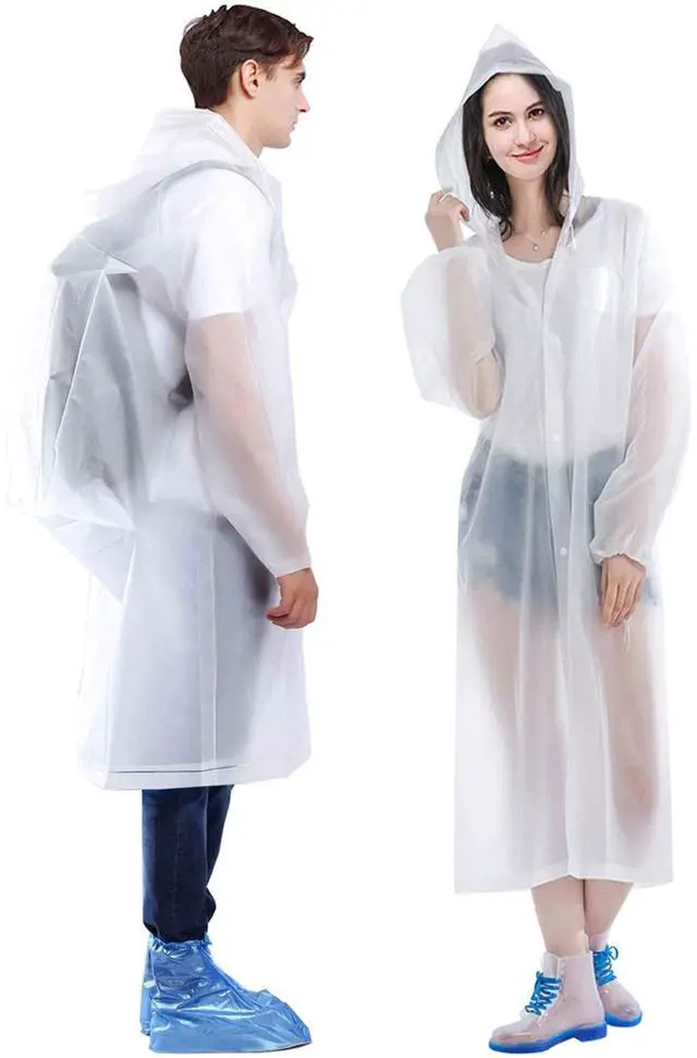Main image of Raincoat, 2 Pack Rain Ponchos for Adults Travel Rain Jacket Packable Rain Coats for Women with Drawstring Hood