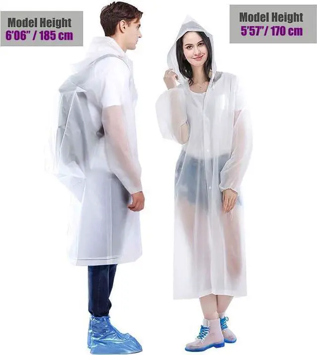 Alt view image 5 of 7 - Raincoat, 2 Pack Rain Ponchos for Adults Travel Rain Jacket Packable Rain Coats for Women with Drawstring Hood