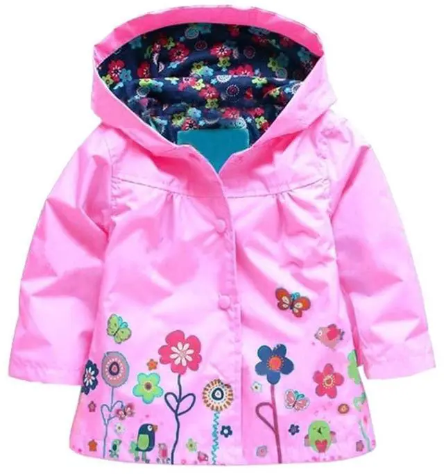 Main image of Girl Baby Kid Waterproof Hooded Coat Jacket Outwear Raincoat Hoodies, Pink, 100 (2-3Y)