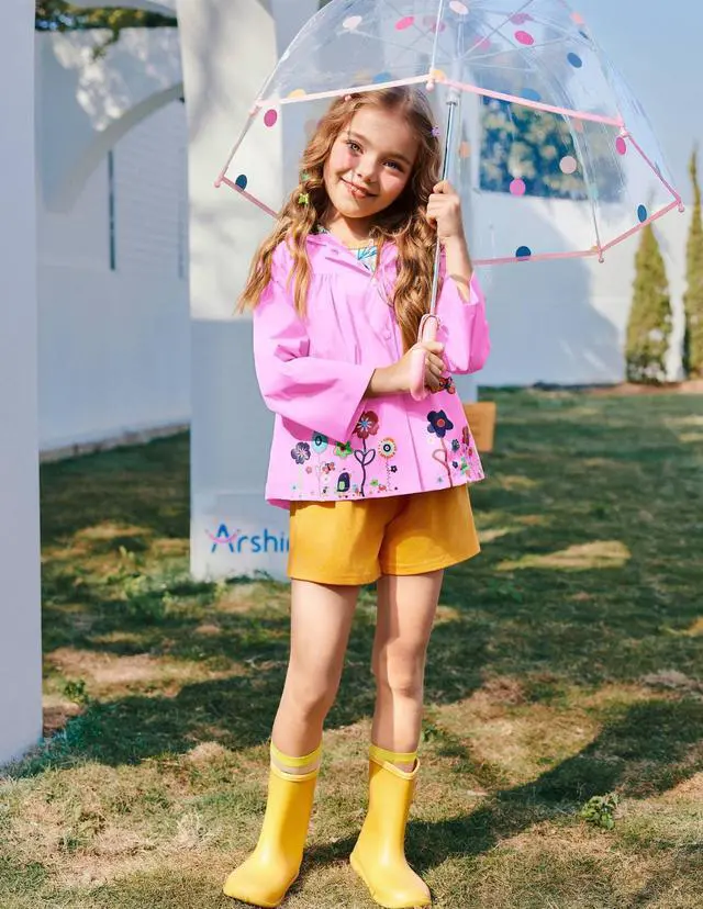 Alt view image 4 of 6 - Girl Baby Kid Waterproof Hooded Coat Jacket Outwear Raincoat Hoodies, Pink, 100 (2-3Y)