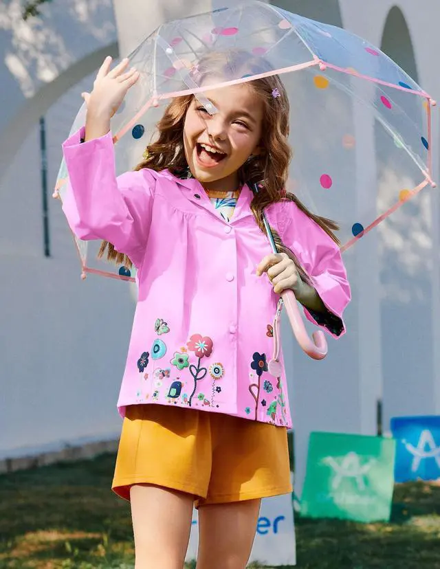 Alt view image 3 of 6 - Girl Baby Kid Waterproof Hooded Coat Jacket Outwear Raincoat Hoodies, Pink, 100 (2-3Y)