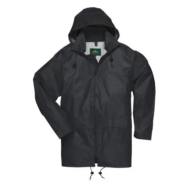 Alt view image 2 of 5 - US440 Classic Waterproof Rain Jacket wth Pack Away Hood & Sealed Seams, Black, 5XL
