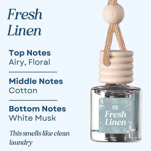 Alt view image 2 of 7 - Co Hanging Car Air Freshener Diffuser 2 Pack, Long Lasting Fragrance Oil Car Freshener, Glass Bottle Auto Air Freshener, Made in USA (Fresh Linen)