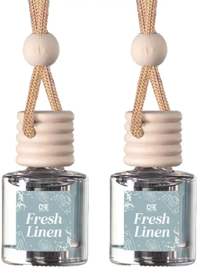 Main image of Co Hanging Car Air Freshener Diffuser 2 Pack, Long Lasting Fragrance Oil Car Freshener, Glass Bottle Auto Air Freshener, Made in USA (Fresh Linen)