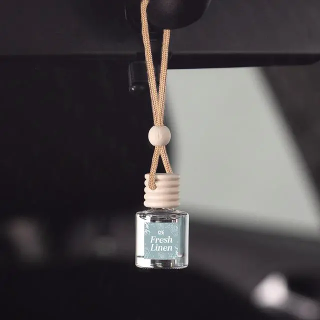 Alt view image 3 of 7 - Co Hanging Car Air Freshener Diffuser 2 Pack, Long Lasting Fragrance Oil Car Freshener, Glass Bottle Auto Air Freshener, Made in USA (Fresh Linen)
