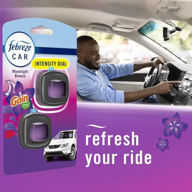 Alt view image 6 of 7 - Car Air Freshener Vent Clip Gain Moonlight Breeze Scent, .07 oz. Car Vent Clip, Pack of 3 and Stay-Fresh Storage Case