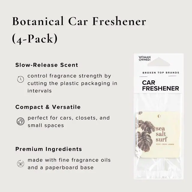 Alt view image 3 of 7 - Sea Salt Surf Car Air Freshener, Hanging Paper Scent, 4 Pack