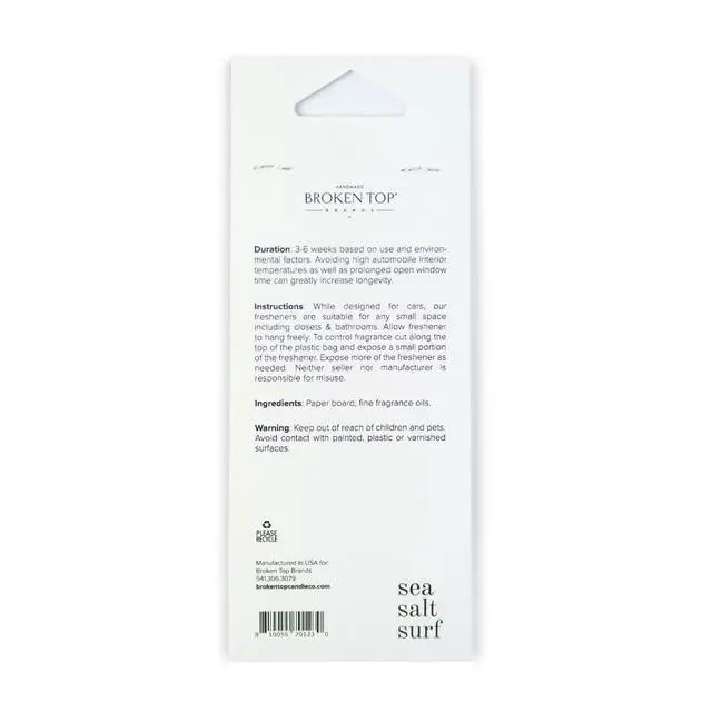 Alt view image 7 of 7 - Sea Salt Surf Car Air Freshener, Hanging Paper Scent, 4 Pack