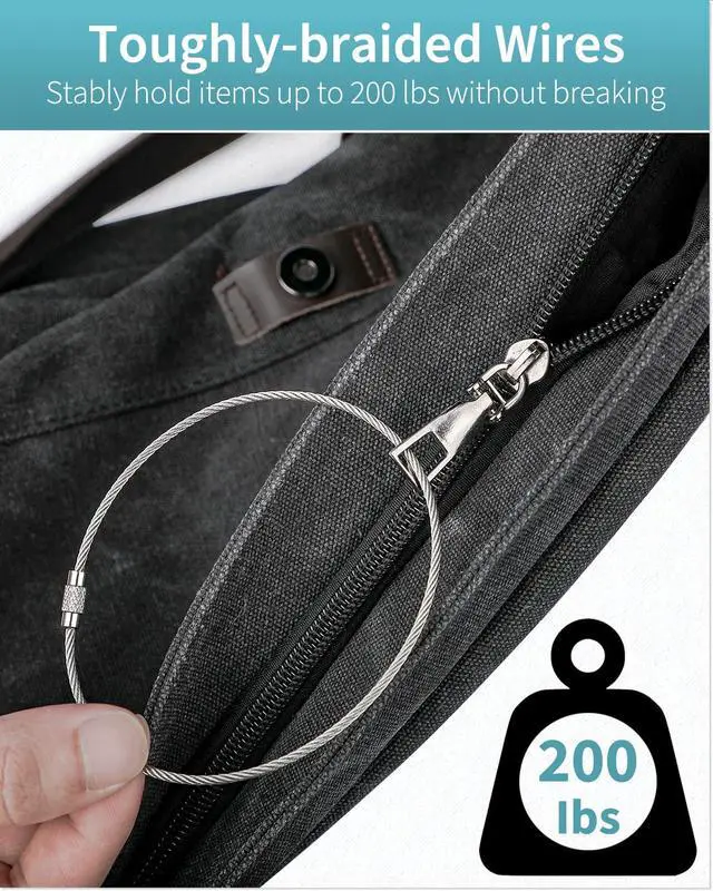 Alt view image 3 of 7 - 10 In Wire Keychain Cable Stainless Steel Key Ring Loop Holder 50pcs