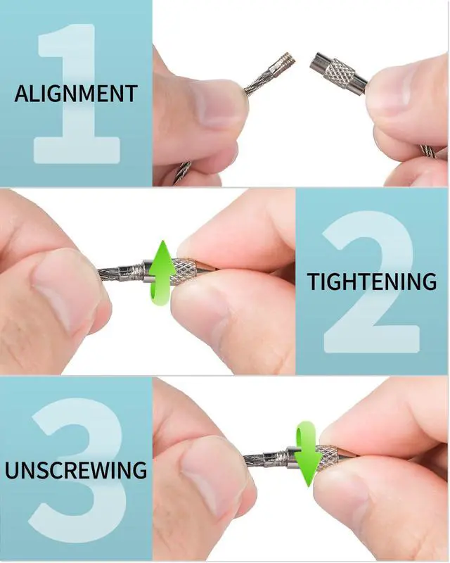 Alt view image 6 of 7 - 10 In Wire Keychain Cable Stainless Steel Key Ring Loop Holder 50pcs