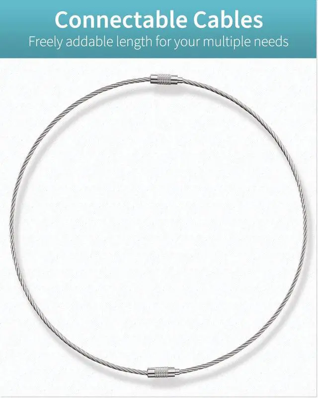 Alt view image 7 of 7 - 10 In Wire Keychain Cable Stainless Steel Key Ring Loop Holder 50pcs