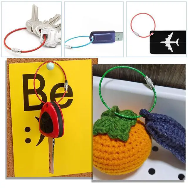 Alt view image 3 of 7 - 16 Pack Stainless Steel Loops 2mm Coated Wire Keychain Cable Large Keyrings 6 inch Key Chain for Luggage Tags, Key Tags, Keyrings, Kitchen Utensils, Duster-Assorted Colors