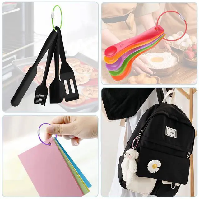 Alt view image 4 of 7 - 16 Pack Stainless Steel Loops 2mm Coated Wire Keychain Cable Large Keyrings 6 inch Key Chain for Luggage Tags, Key Tags, Keyrings, Kitchen Utensils, Duster-Assorted Colors