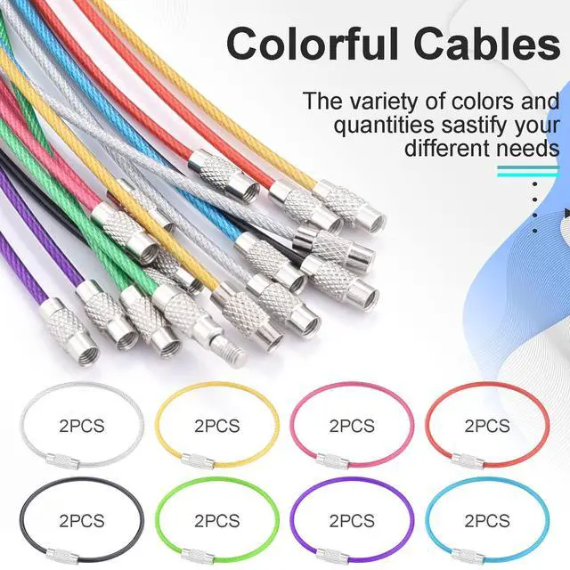 Alt view image 5 of 7 - 16 Pack Stainless Steel Loops 2mm Coated Wire Keychain Cable Large Keyrings 6 inch Key Chain for Luggage Tags, Key Tags, Keyrings, Kitchen Utensils, Duster-Assorted Colors